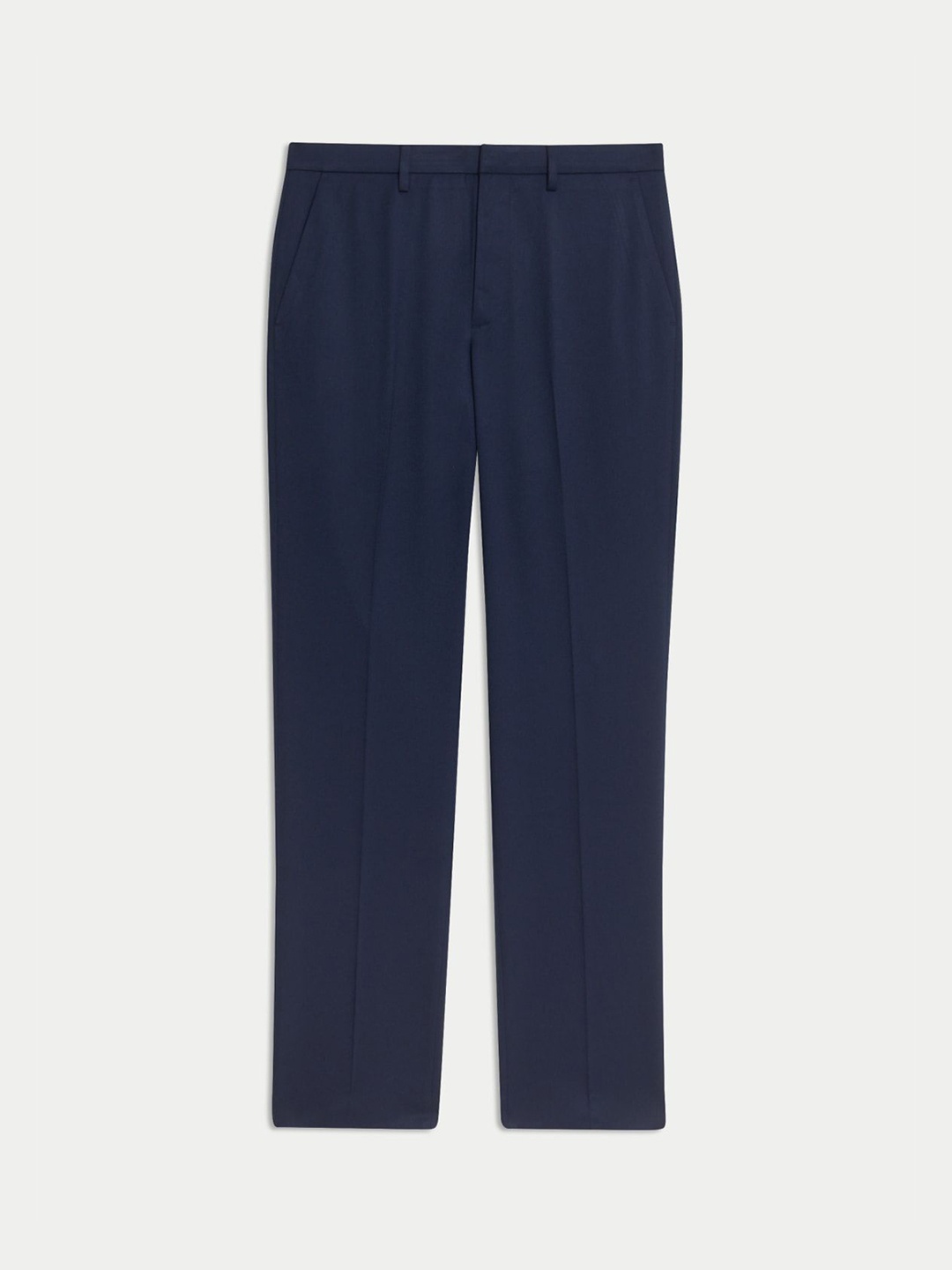 

Marks & Spencer Men High-Rise Regular Trousers, Blue