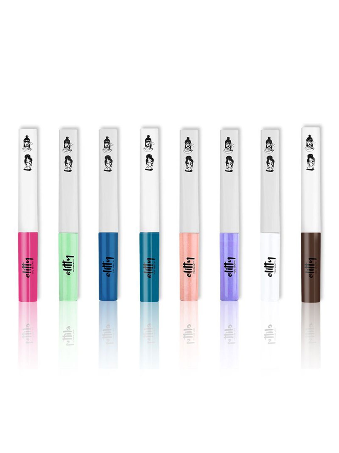 

Elitty Set Of 8 Eyeliner- 4 ml Each- Mint To Be- Main Character- Teal Appeal- Fading Love, Pink