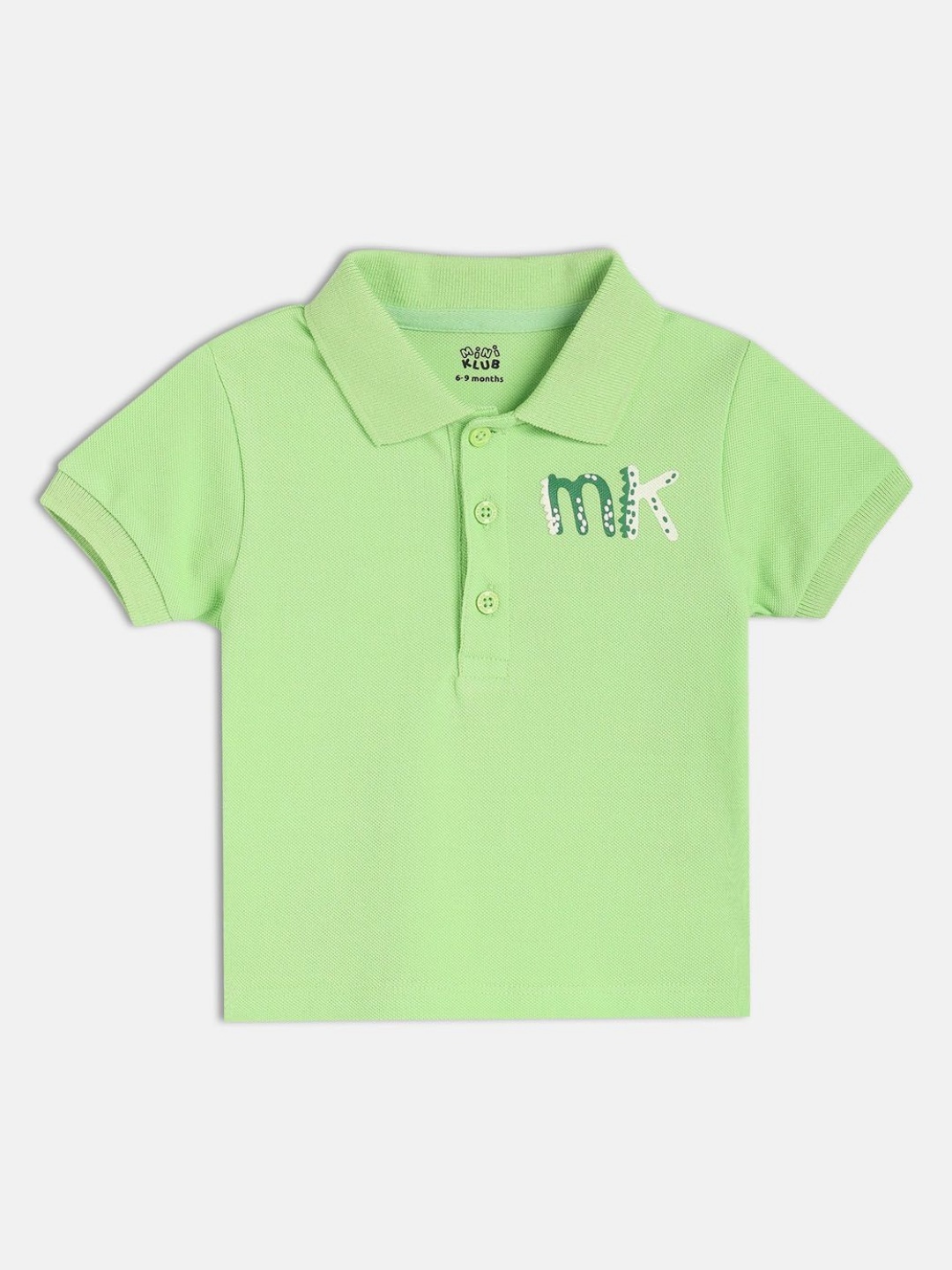 

MINI KLUB Boys Typography Printed Polo Collar Pure Cotton T-shirt, Green