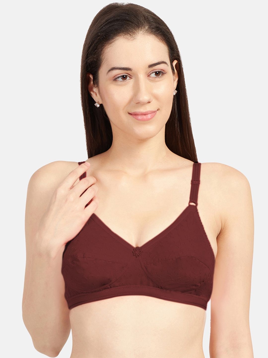

Sonari Women Cut and Sew Pure Cotton Medium Coverage Bra, Maroon