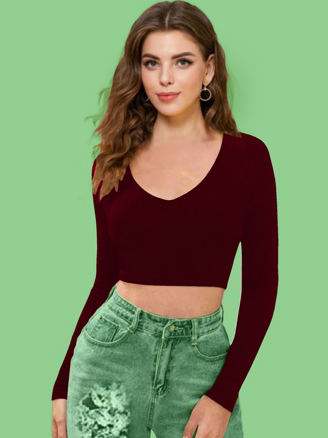 

Dream Beauty Fashion Women Fitted Crop Top, Maroon