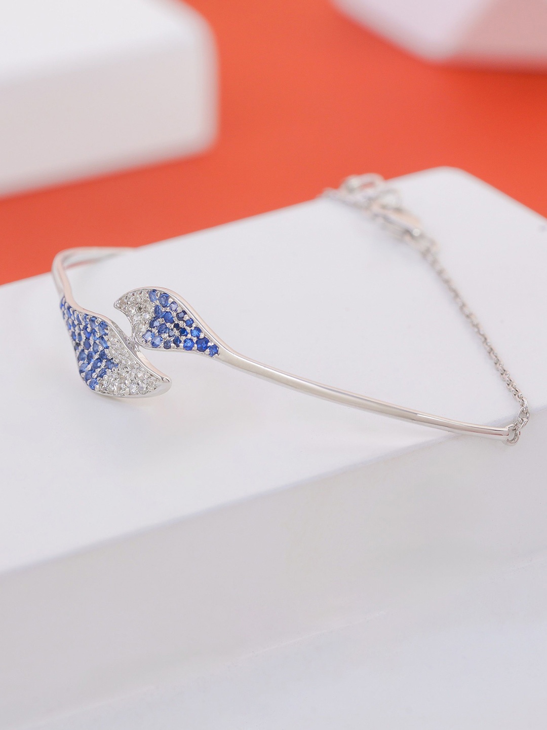 

KIORAH Women Sterling Silver Silver-Plated Bangle-Style Bracelet