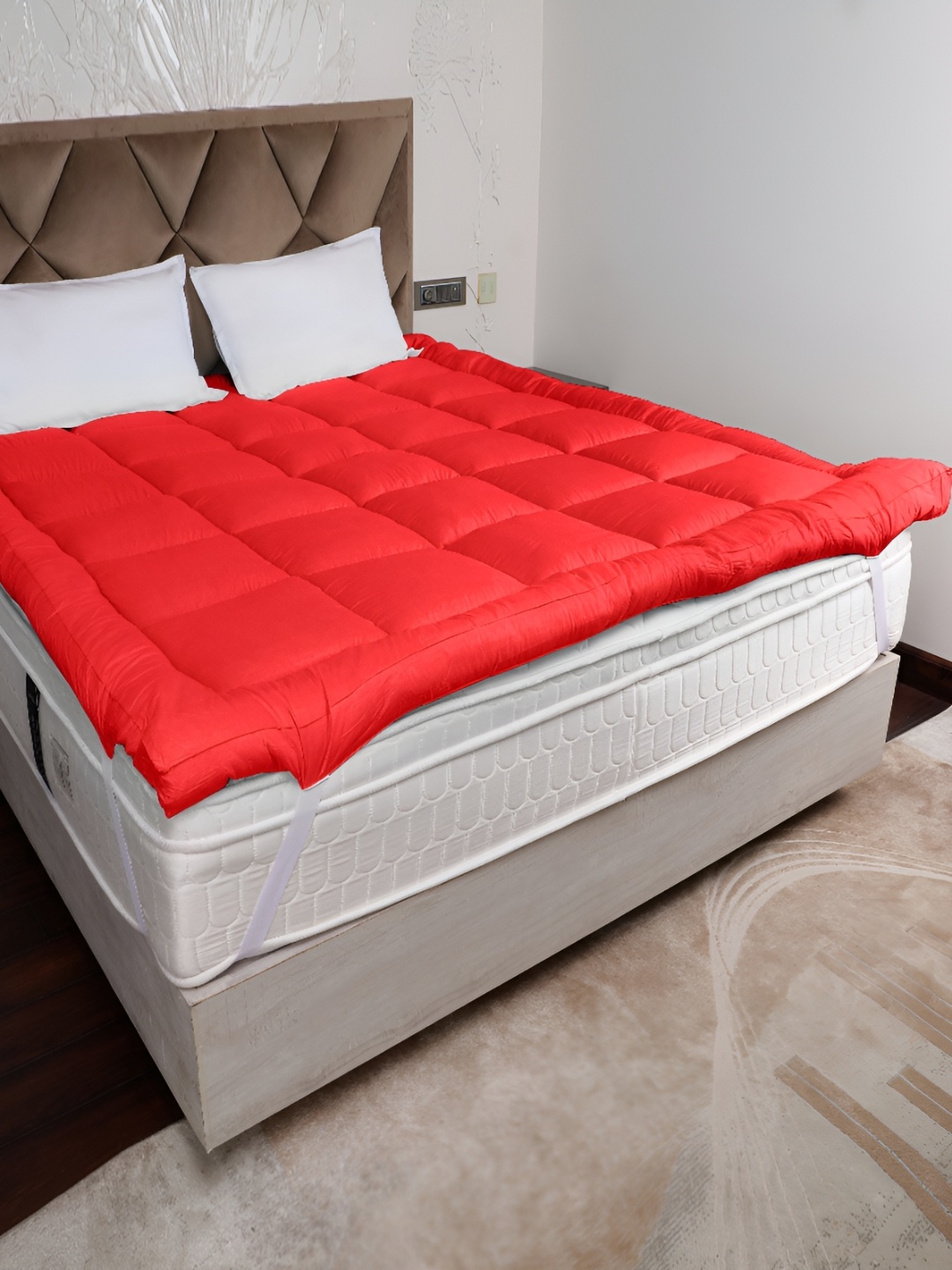 

AJISH Red Quilted Pure Cotton Breathable Mattress Protector