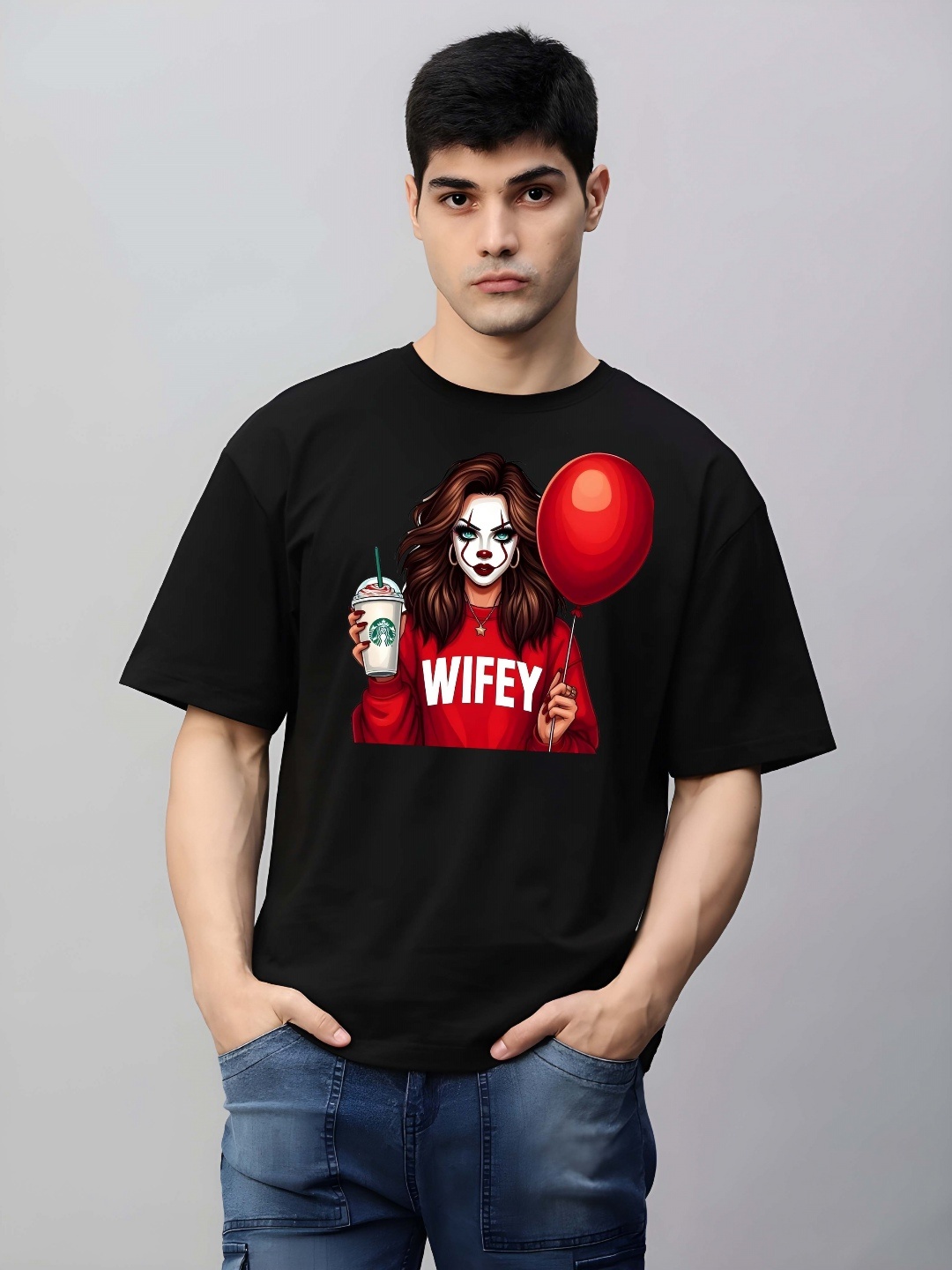 

Krimmple Men Drop-Shoulder Sleeves Pure Cotton T-shirt, Black