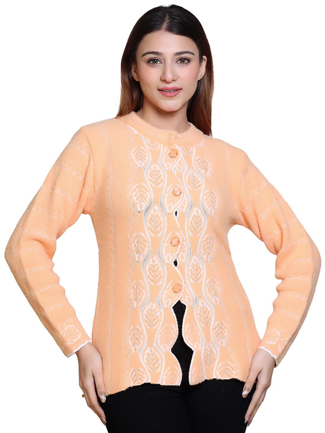 

Lady Leaf Women Cardigan, Peach