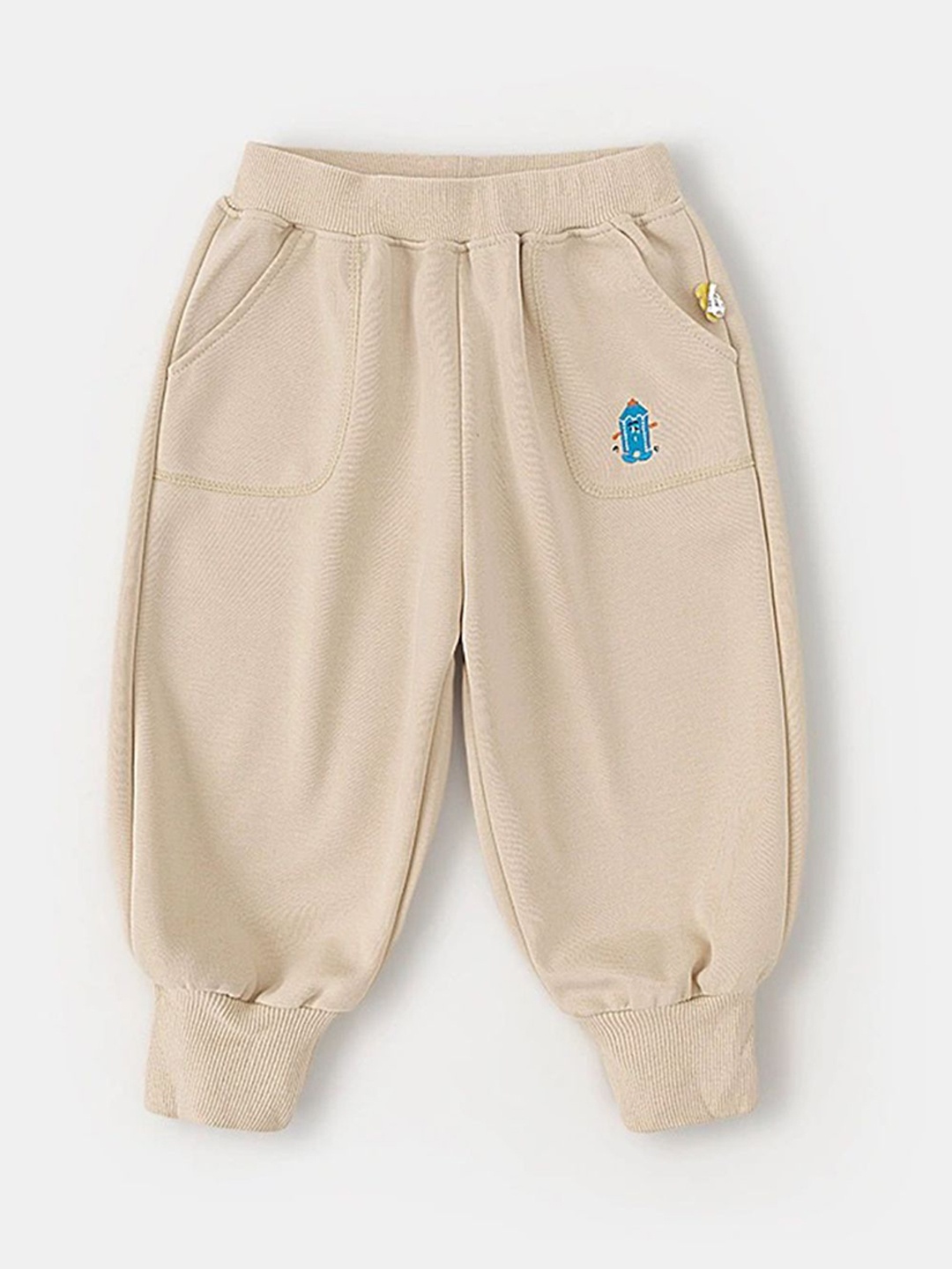

LULU & SKY Unisex Kids Tapered Fit High-Rise Joggers Trousers, Off white