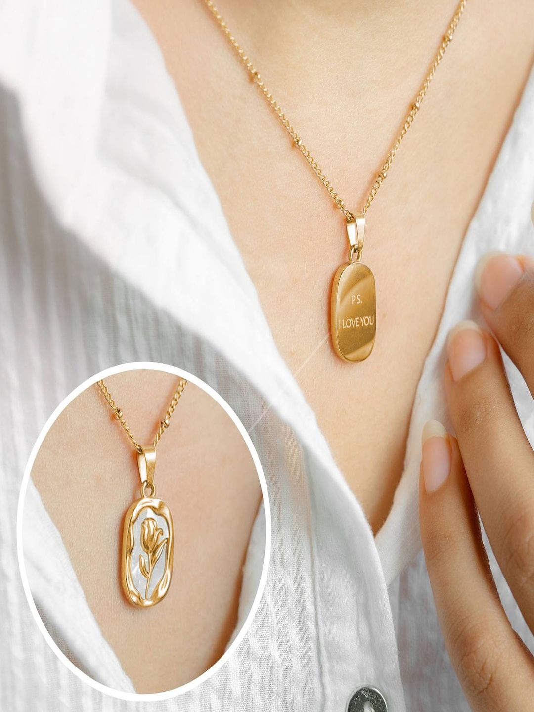 

Mesmerize Gold-Plated Floral-Shaped Pendants With Chain