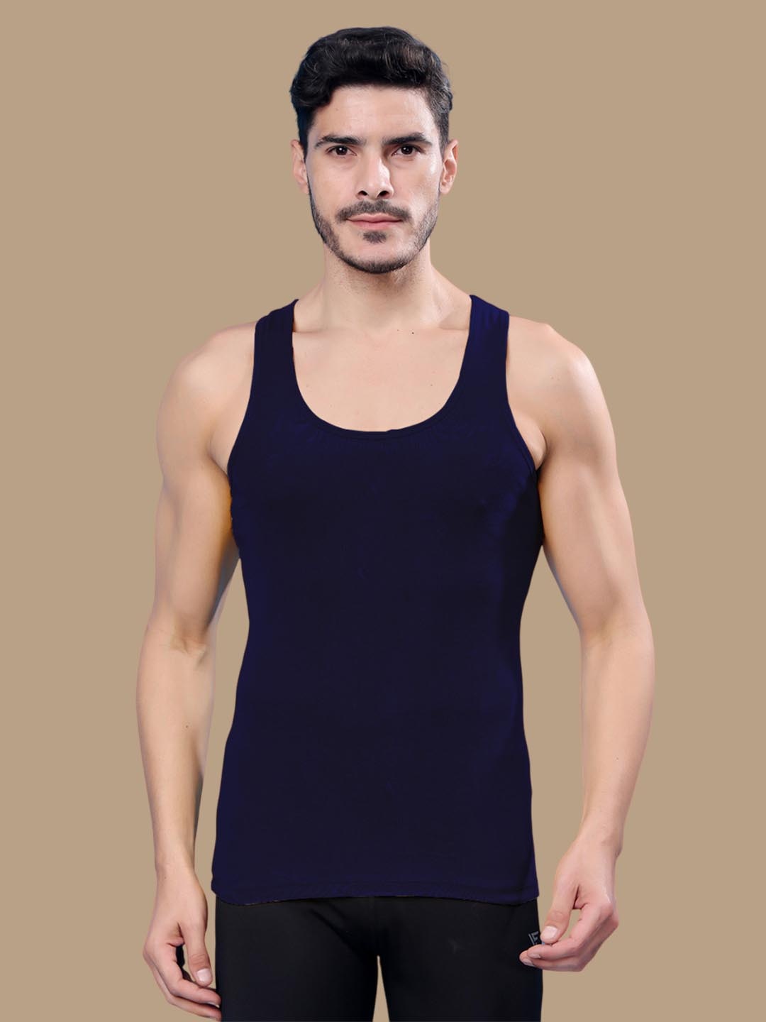 

Friskers Men Pack Of 2 Round Neck Ribbed Cotton Gym Vests 17012025R-05-16, Blue