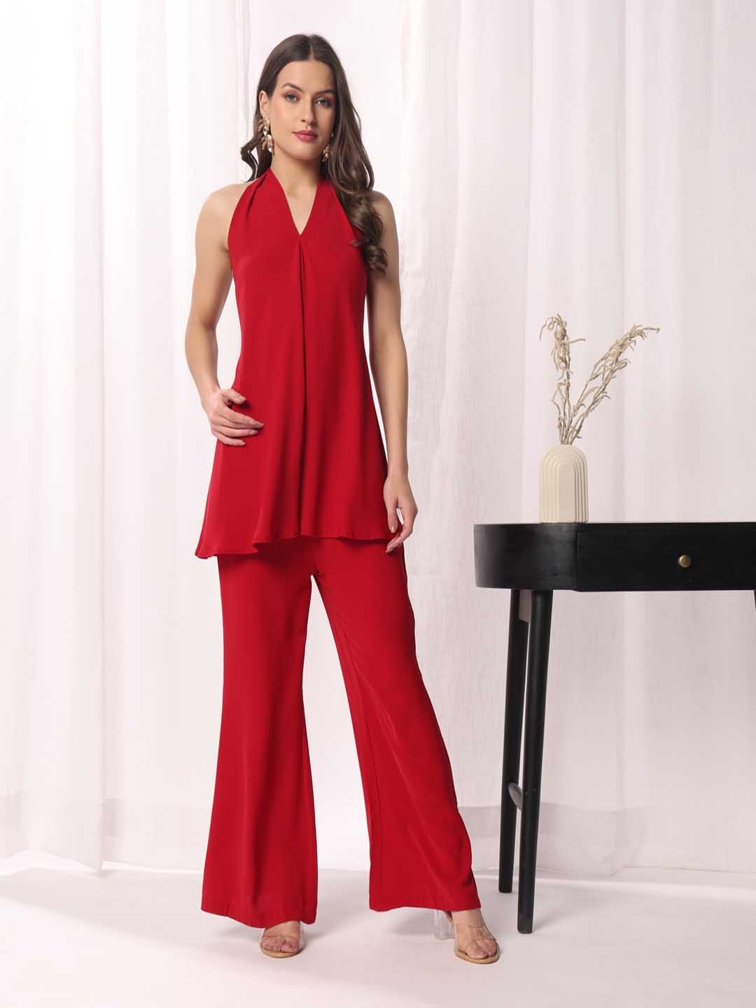 

DRESOUL V-Neck Top With Trouser Co-Ords, Red