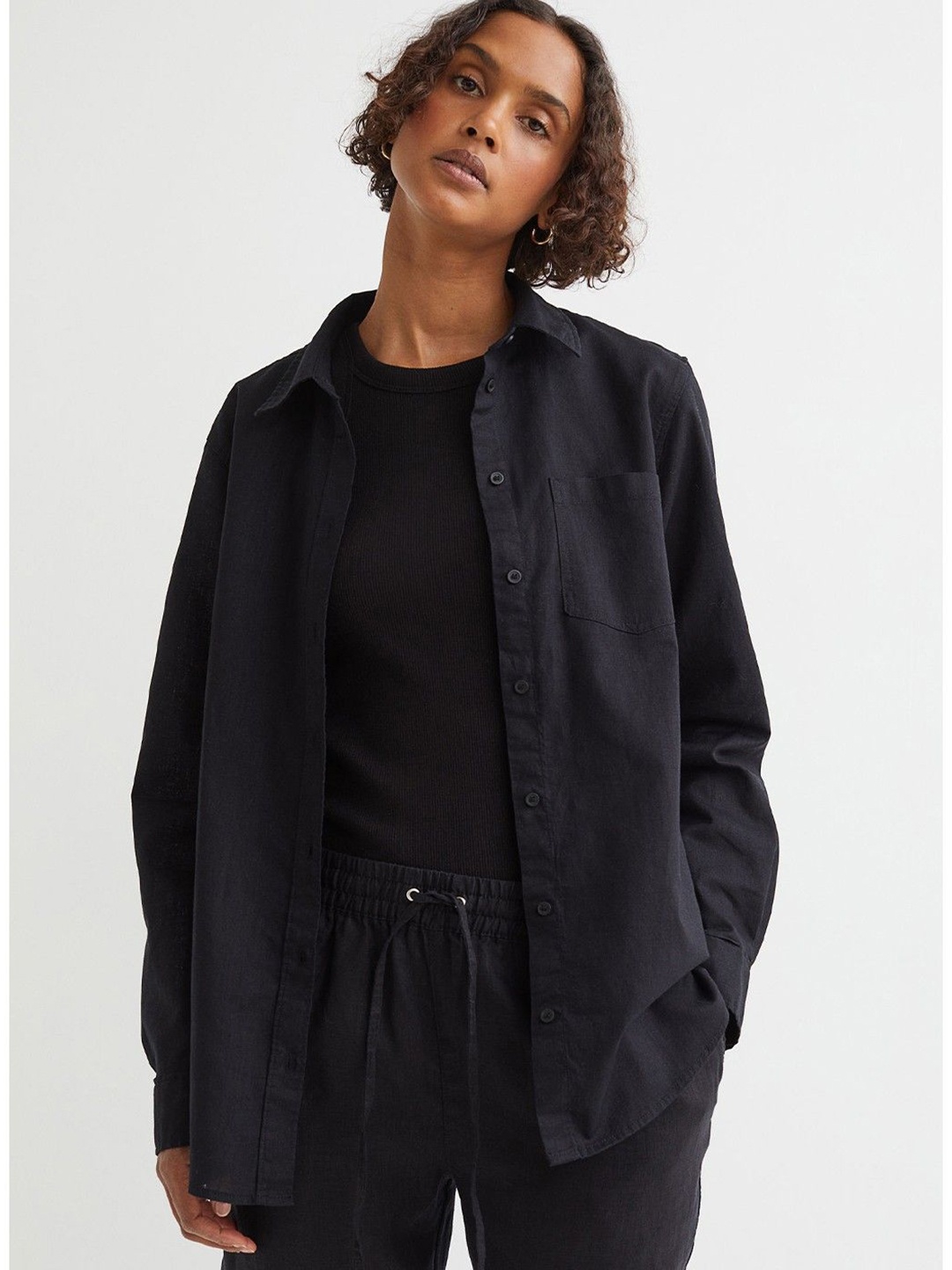 

NANCHI Women Classic Opaque Casual Shirt, Black