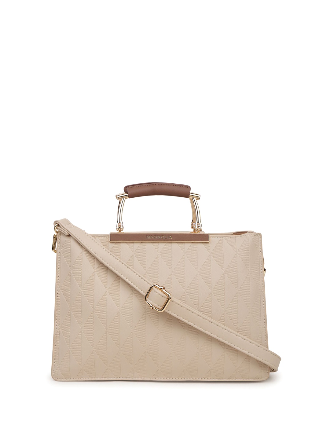 

MAGNOLIA Textured PU Structured Handheld Bag, Beige