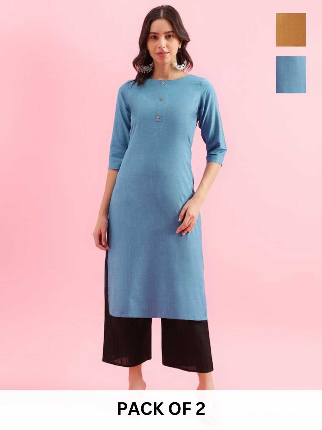 

KALINI Women Colourblocked Kurta, Blue