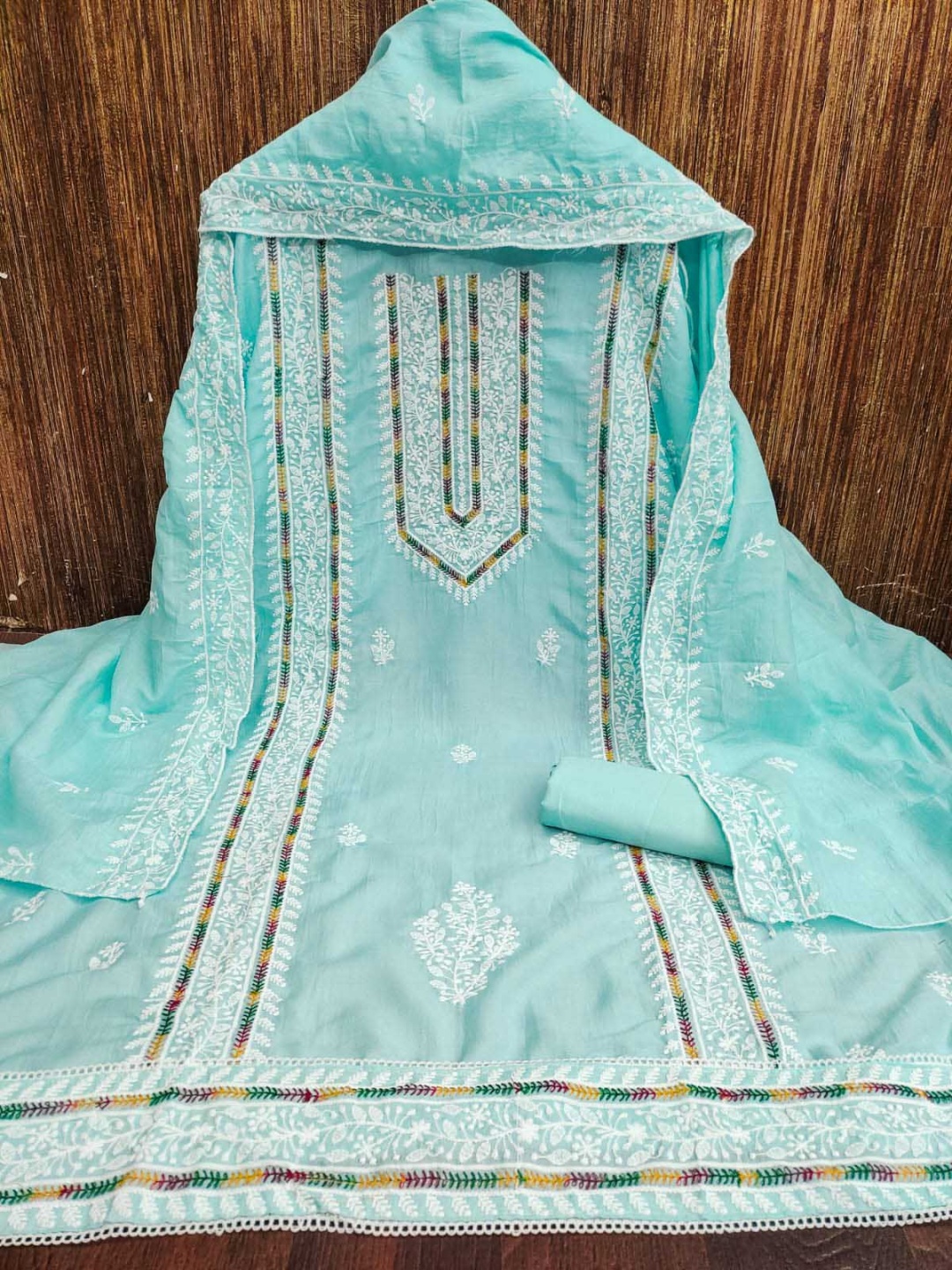 

HMP Fashion Embroidered Unstitched Dress Material, Blue