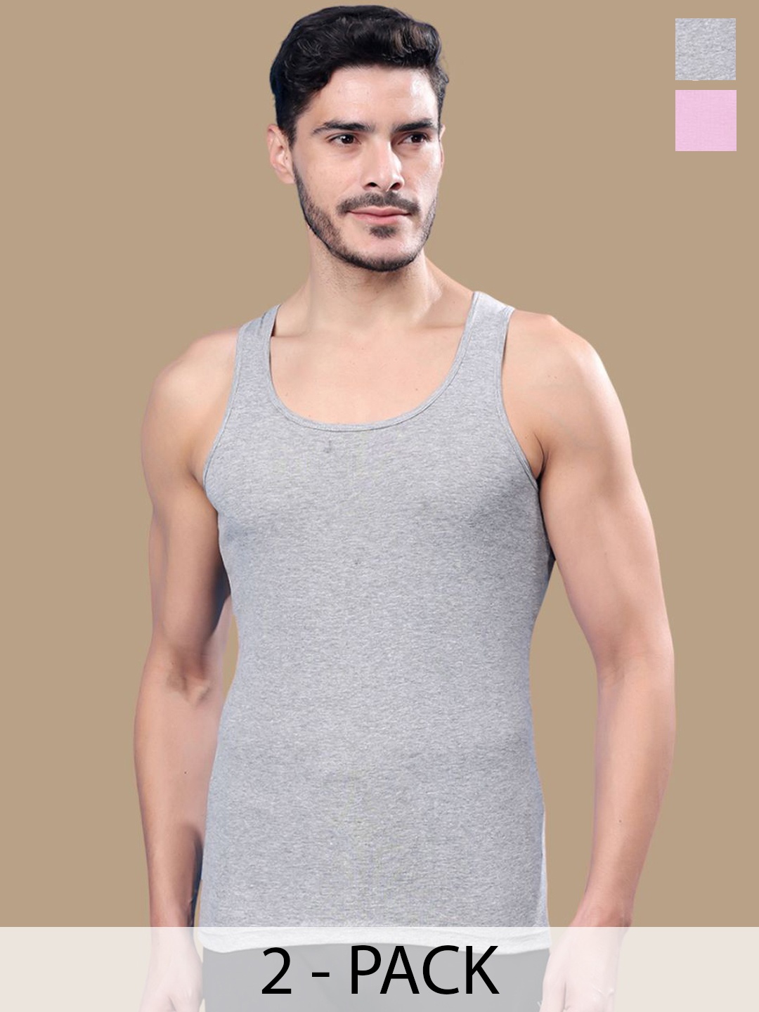 

Friskers Pack Of 2 Pure Cotton Gym Vests - 17012025R-04-10, Grey