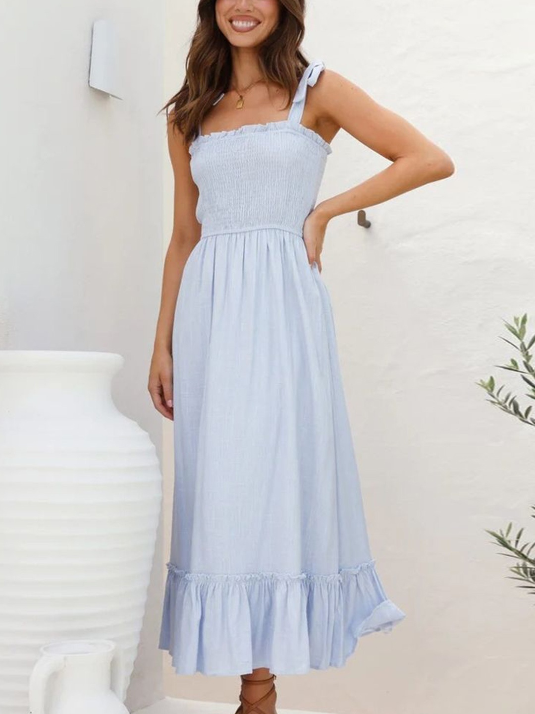 

LULU & SKY Women Fit and Flare Midi Dress, Blue