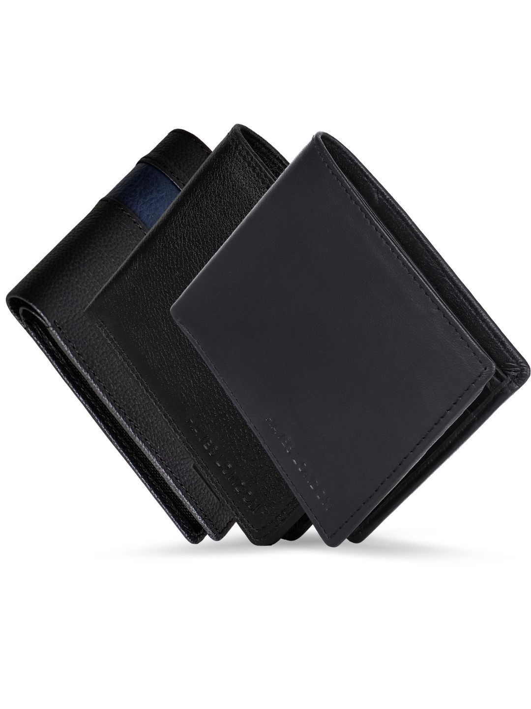 

Hayes London Men Wallets Pack of 3 Genuine Leather with RFID Blocking Combo, Black
