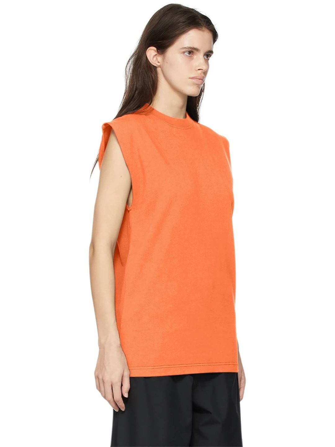 

NOTWILD Women Solid Round Neck Cotton T-shirt, Orange