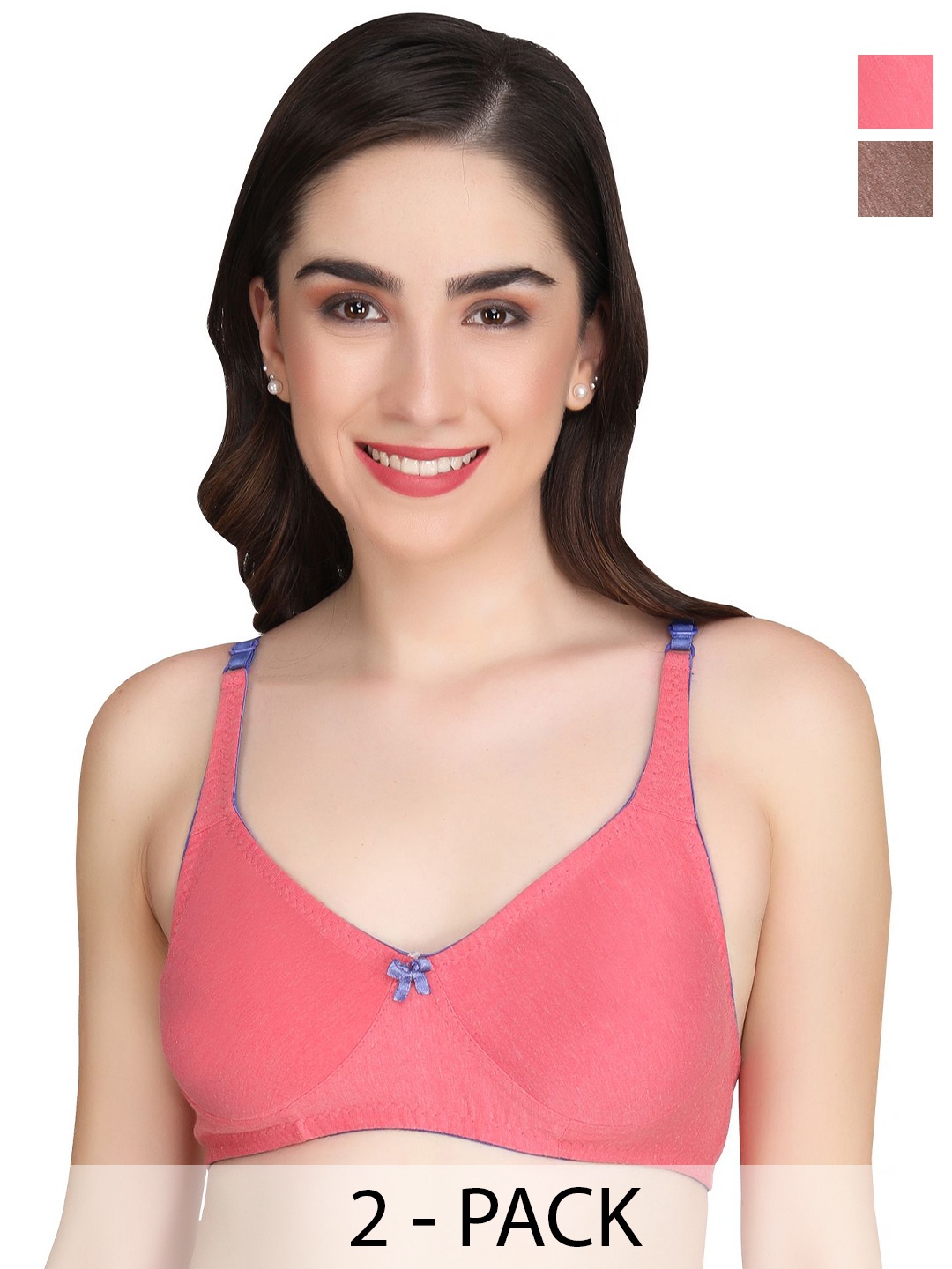 

Liigne Women Pack Of 2 Full Coverage Everyday Bra, Brown