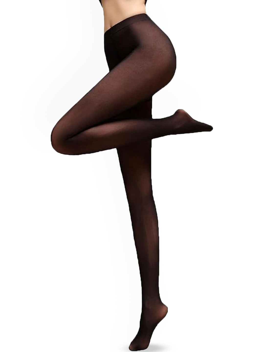 

Hill Islands Semi Sheer Dual Tone Winter Thermal Stockings, Black