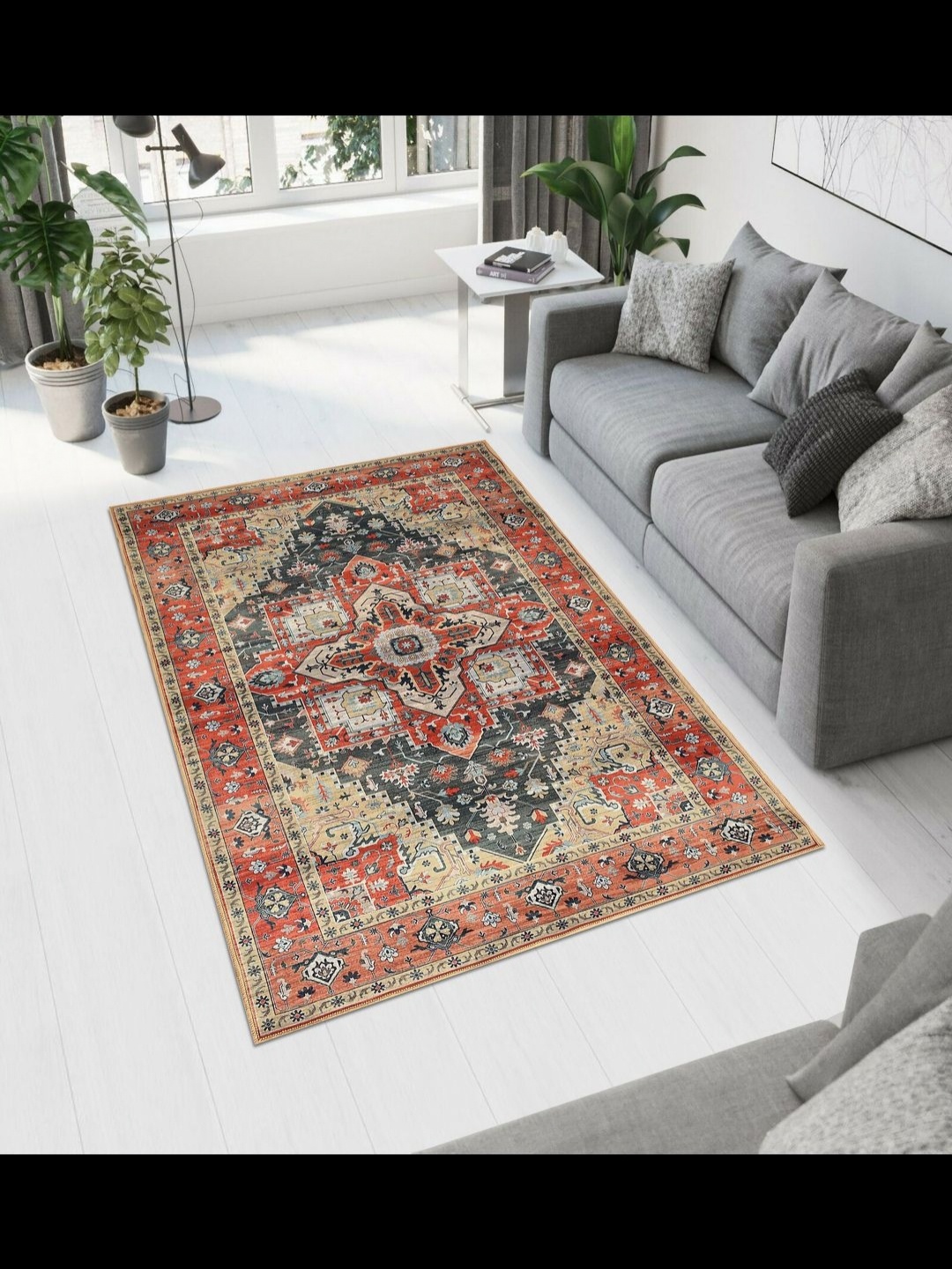 

MAA HOME CONCEPT Red Ethnic Motifs Anti-Skid Woollen Carpet