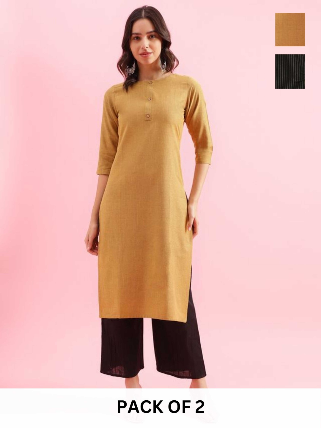 

KALINI Women Colourblocked Kurta, Black