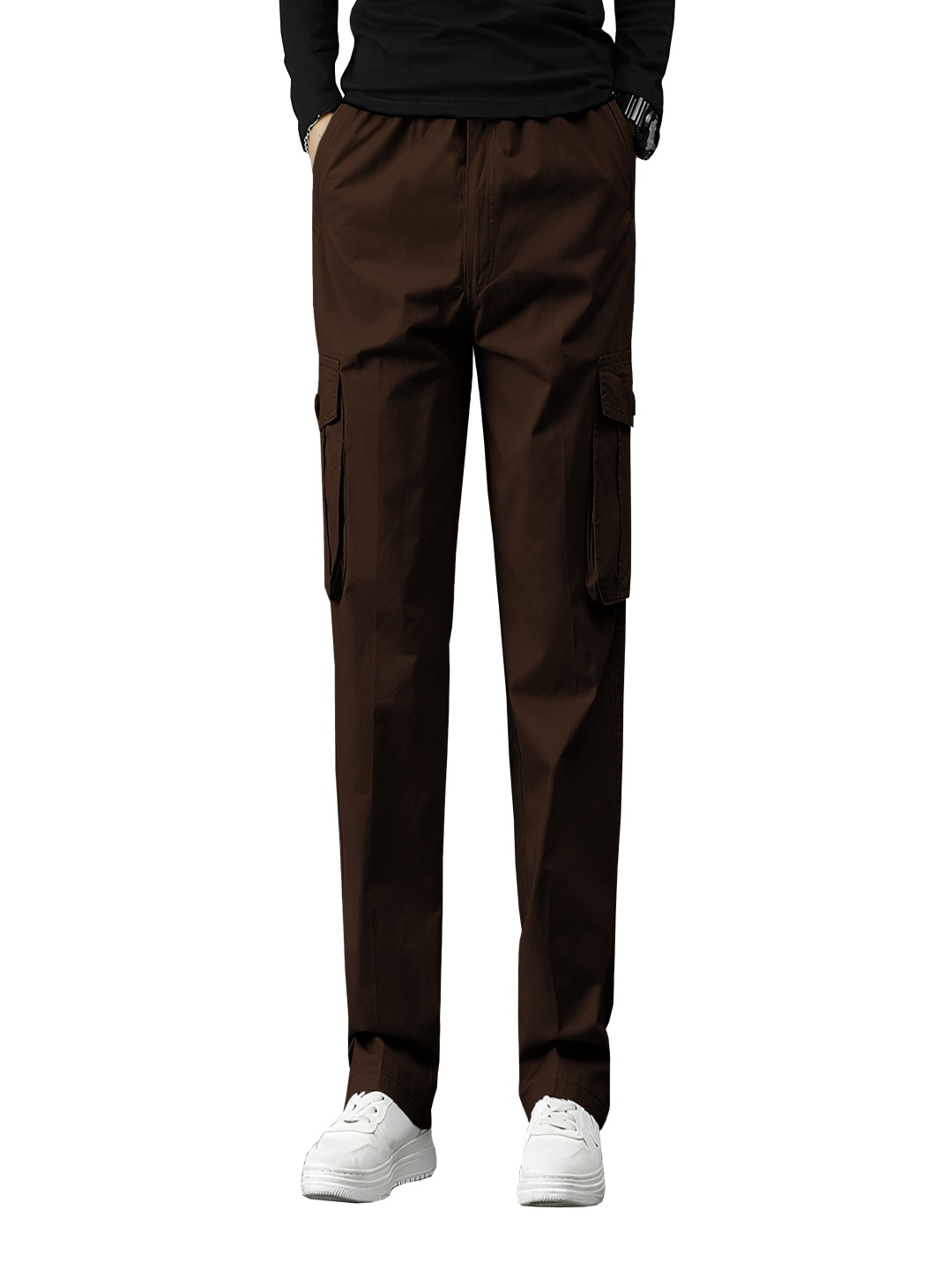 

BAESD Men Relaxed High-Rise Cargos Trousers, Coffee brown