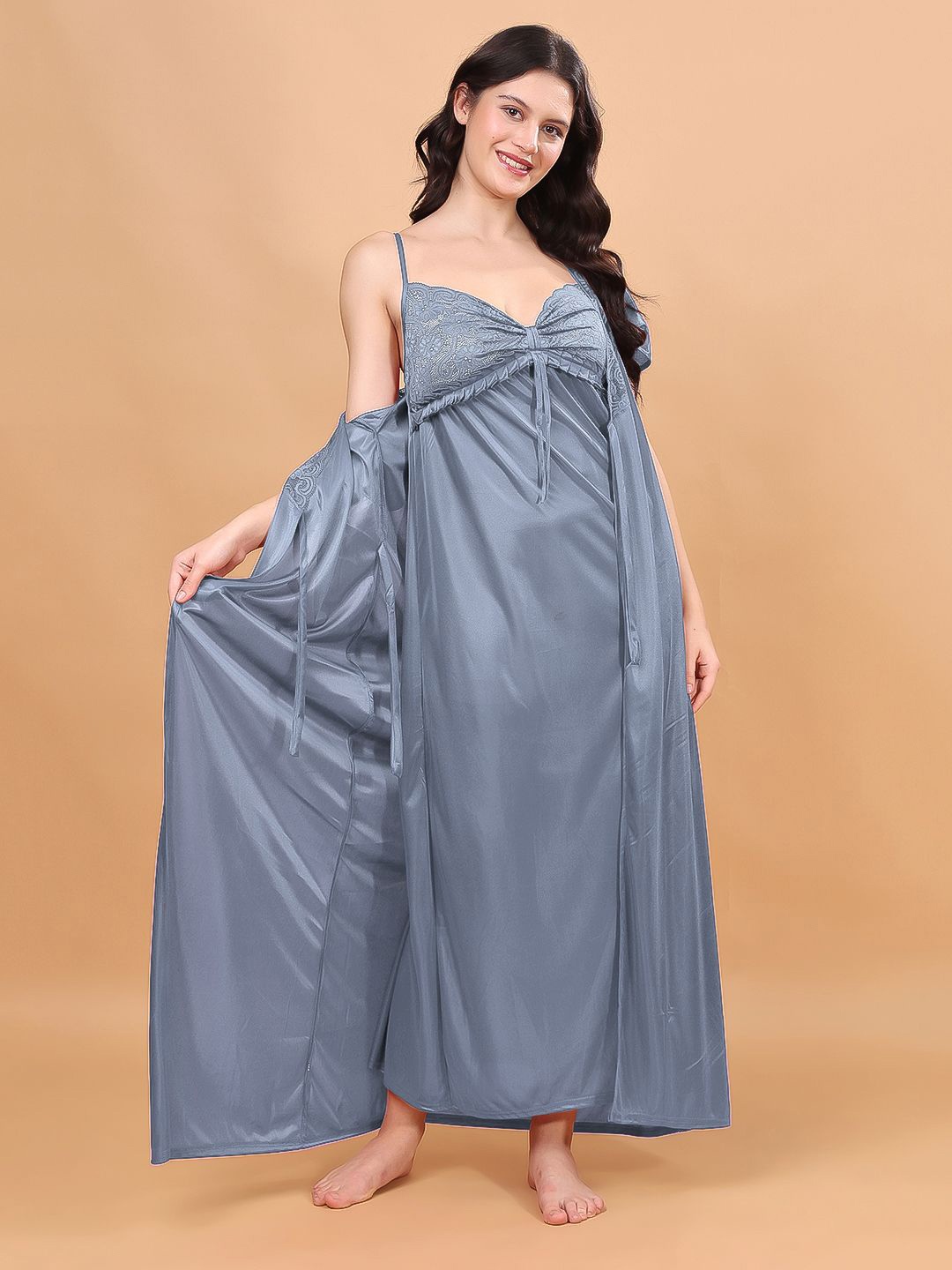 

NIGHT KEYS Maxi Nightdress, Grey