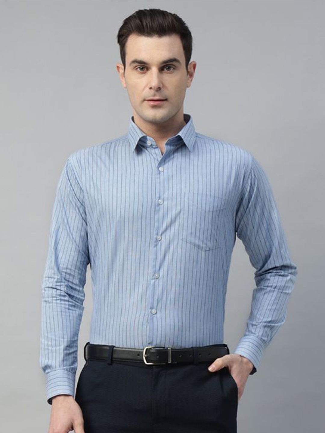 

Hancock Slim Fit Striped Formal Shirt, Blue