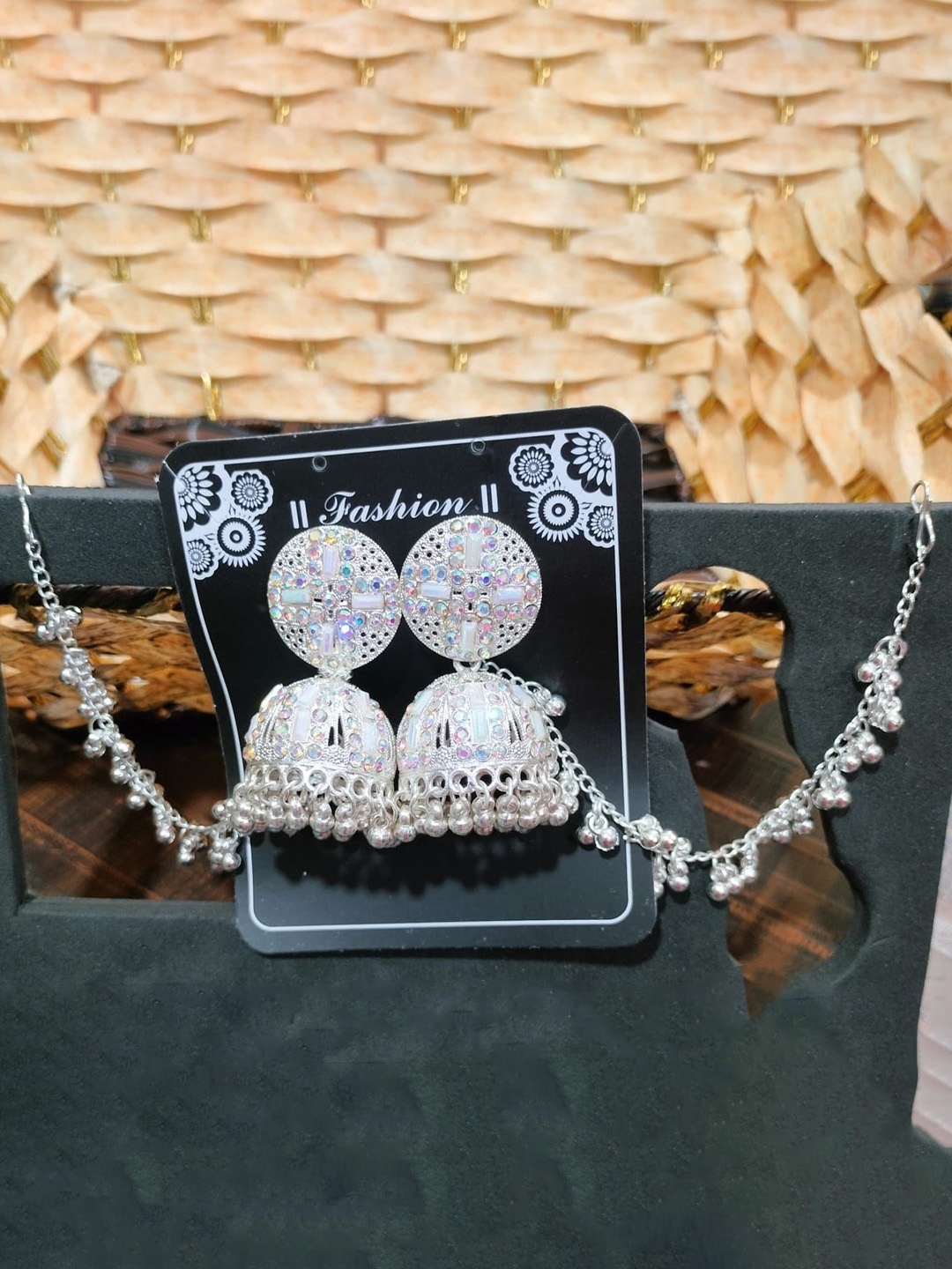 

JMBW INTERNATIONAL Contemporary Jhumkas Earrings, Silver