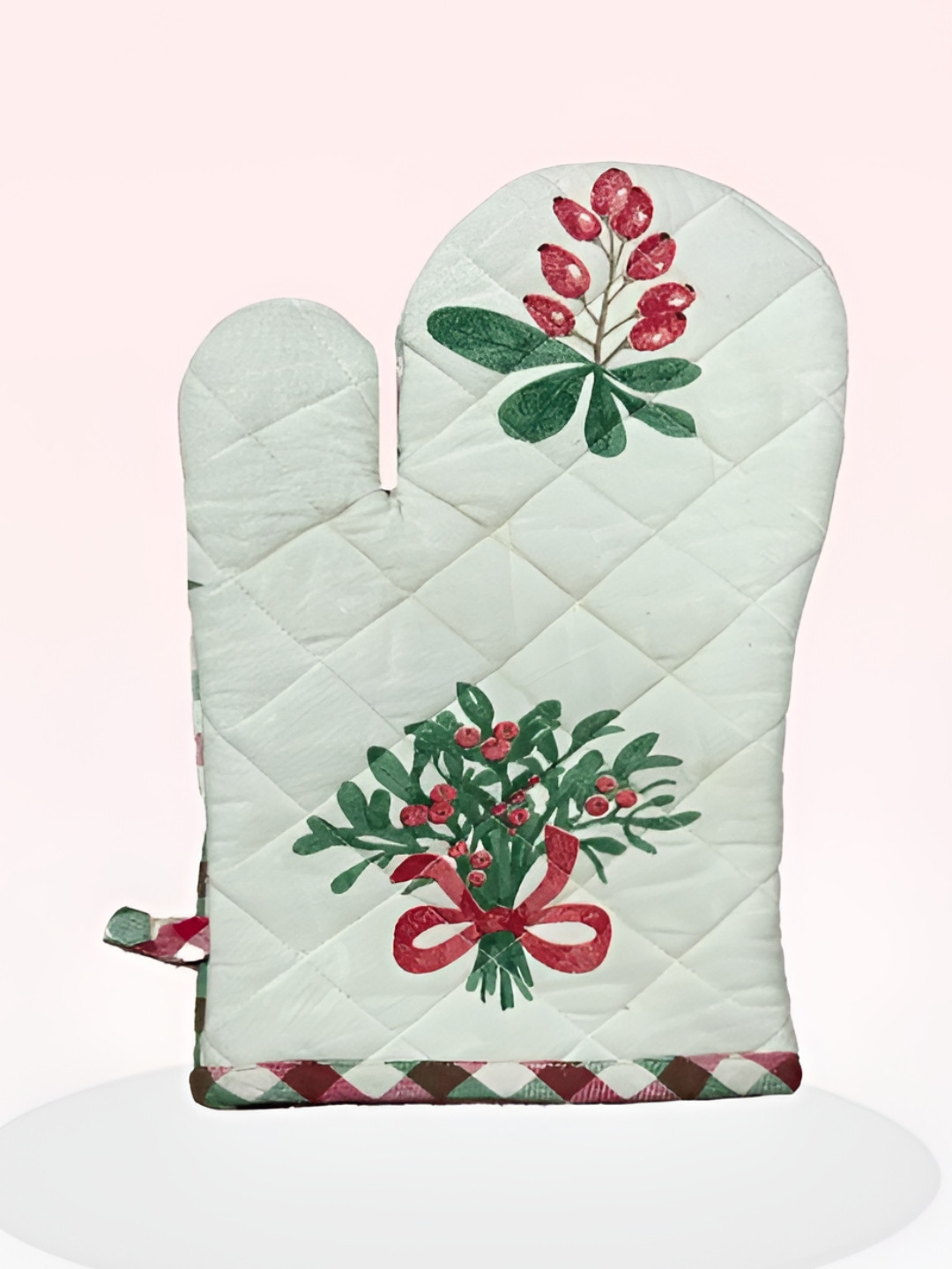 

SAJAVAT White & Green Colored Printed Pure Cotton Oven Glove