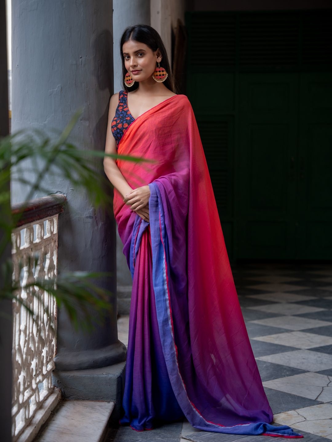 

Suta Multi Color Cotton Blend Saree, Orange