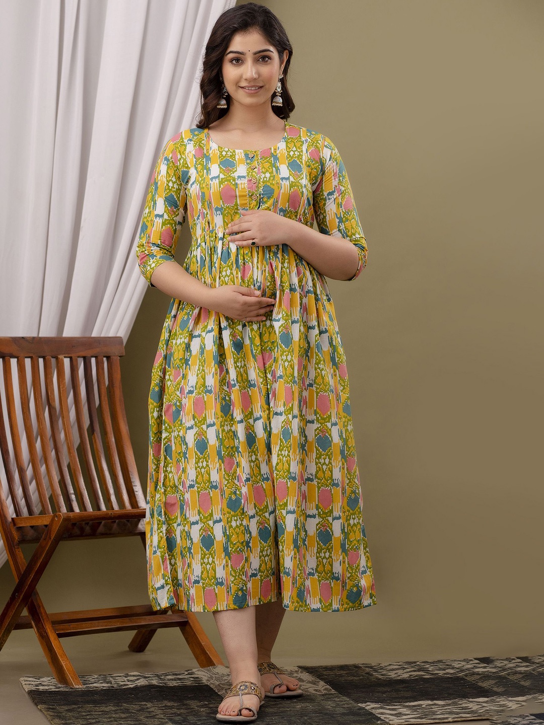 

mad fury Floral Print Maternity Maxi Dress, Yellow