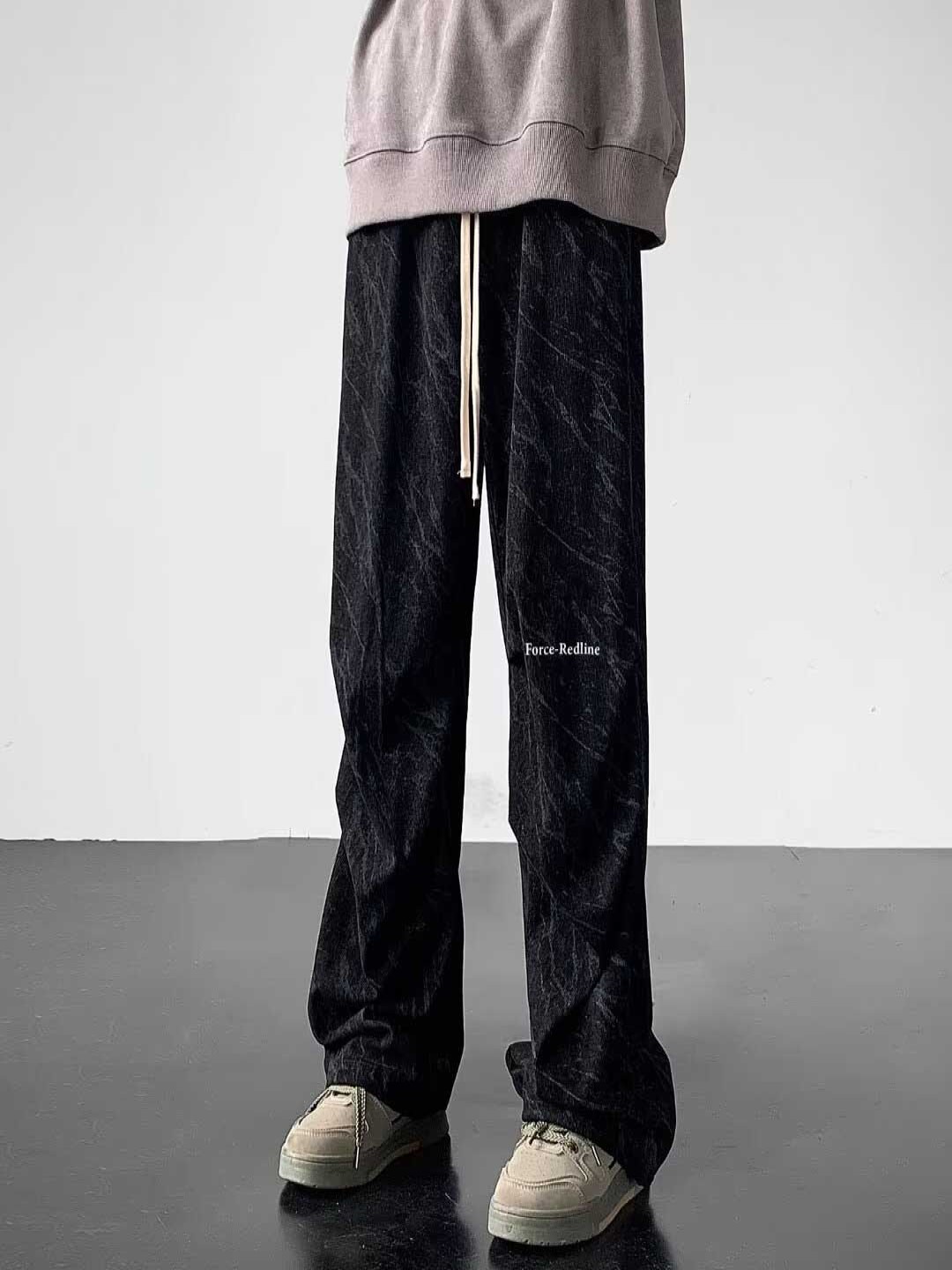 

StyleCast Men Mid-Rise Straight Fit Wide Leg Trousers, Black