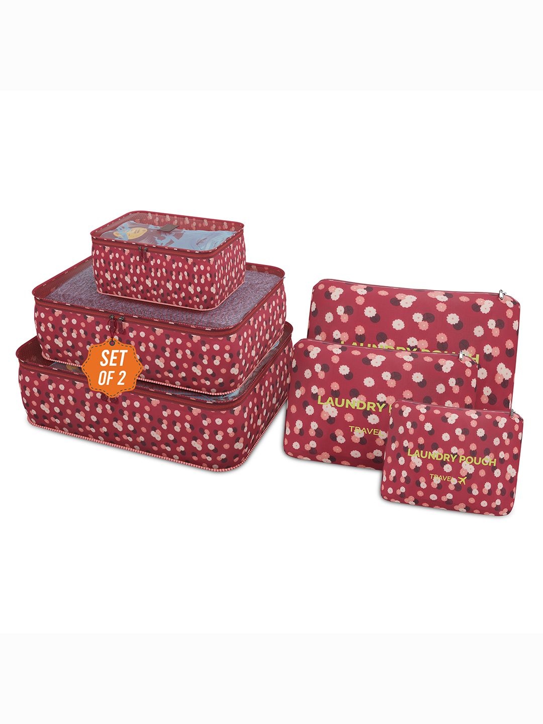 

Kuber Industries Unisex 12 Pcs Foldable Floral Printed Foldable Organisers, Red