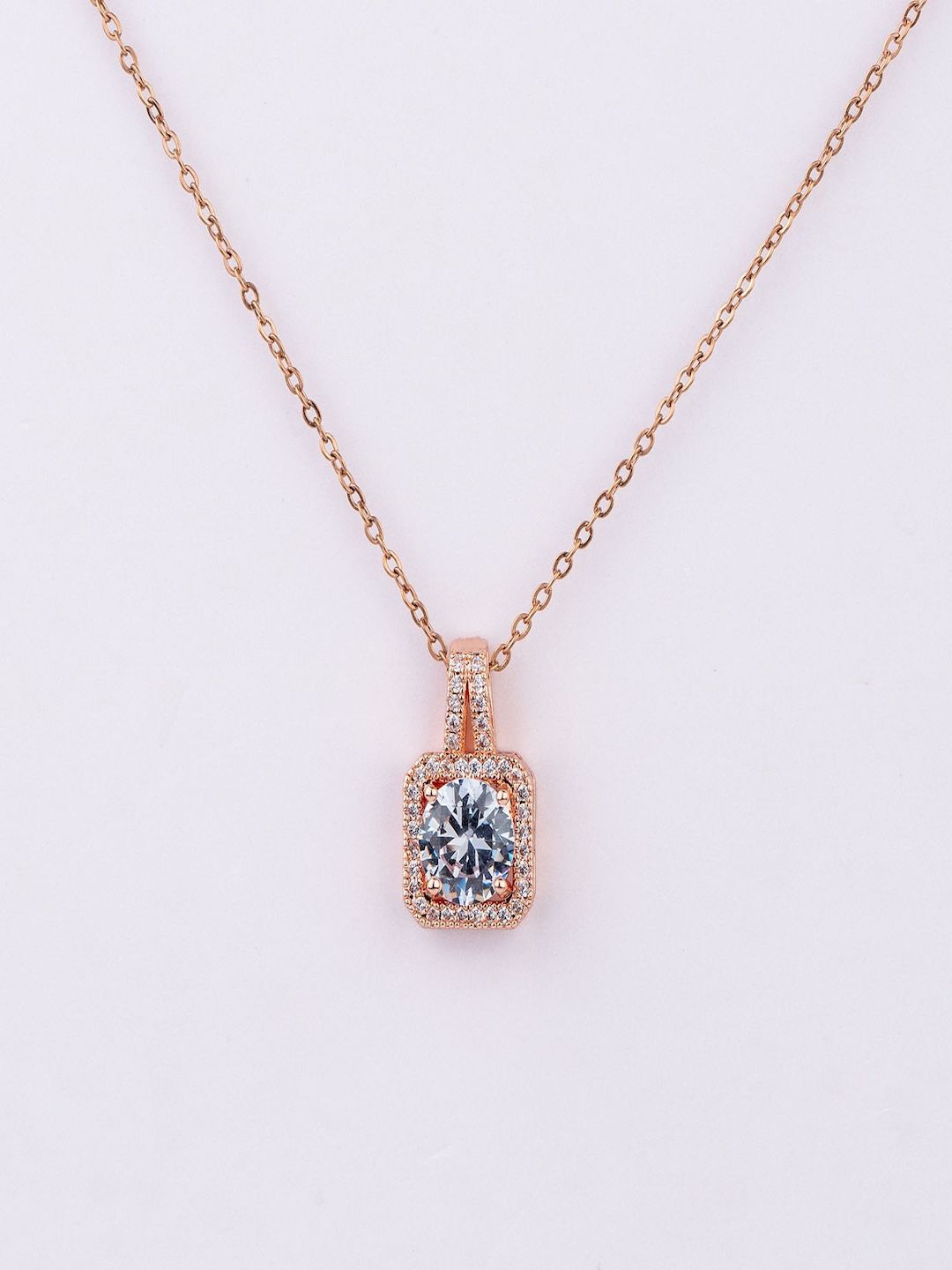 

Mesmerize Rose Gold Radiant Necklace with 9 promises card