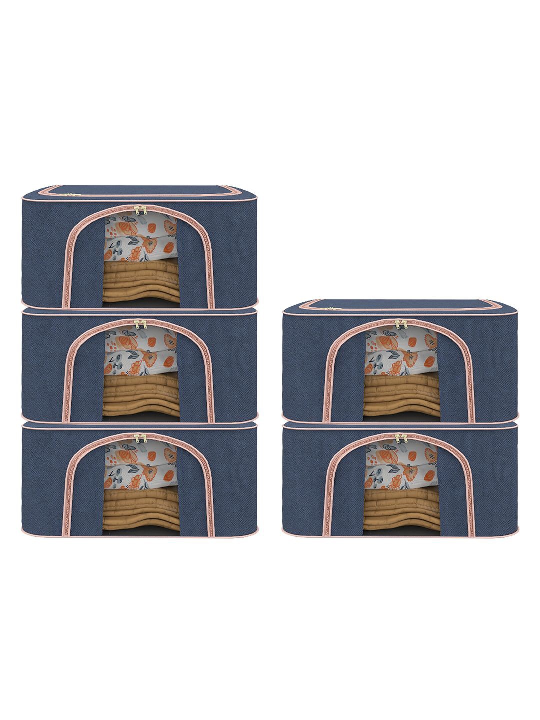 

Kuber Industries Navy Blue Set of 5 Reusable Drawer Organiser Organisers