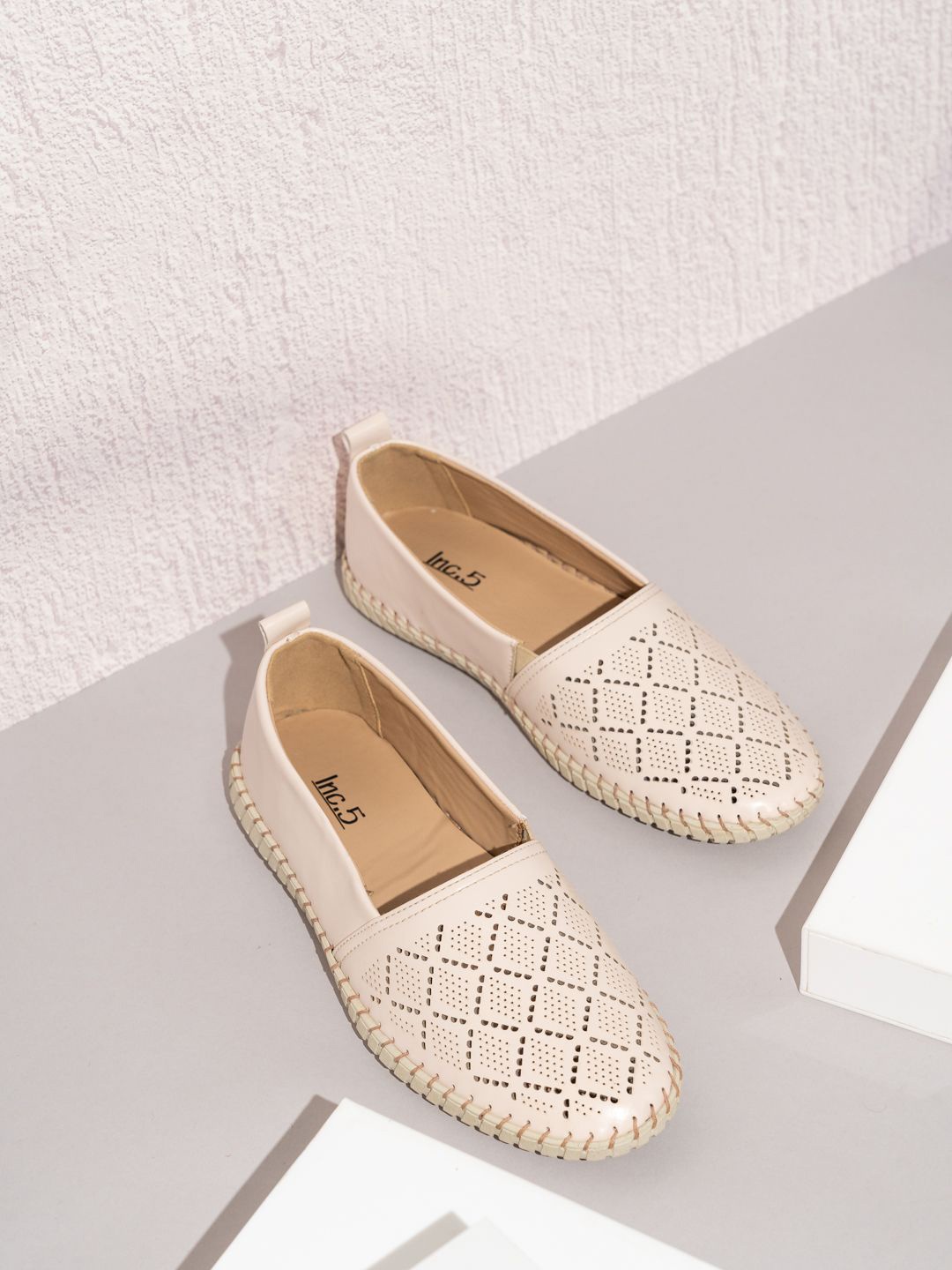 

Inc 5 Women Laser Cuts Loafers, Cream