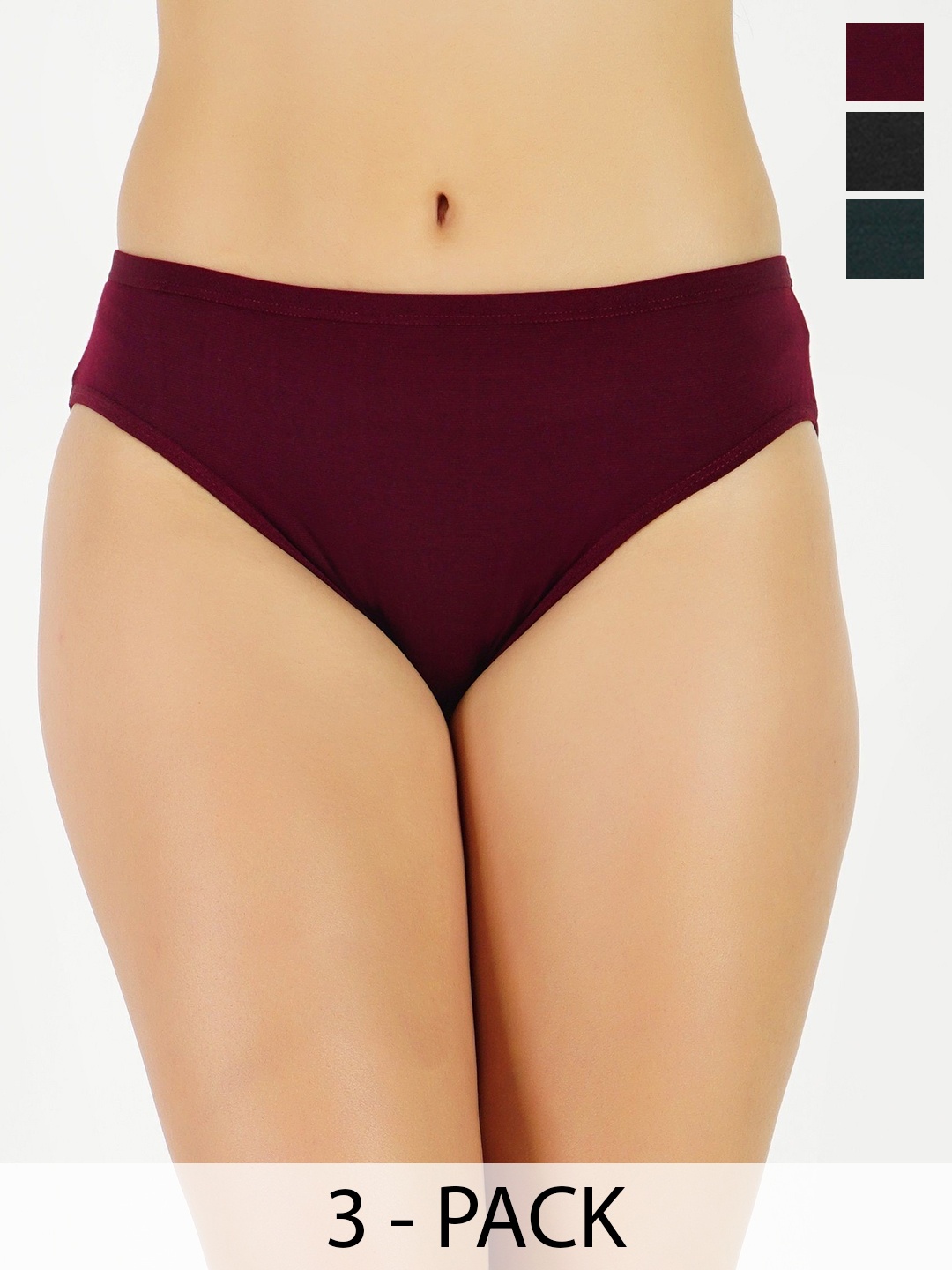 

GOTO Pack Of 3 Women's Hipster Briefs, Black