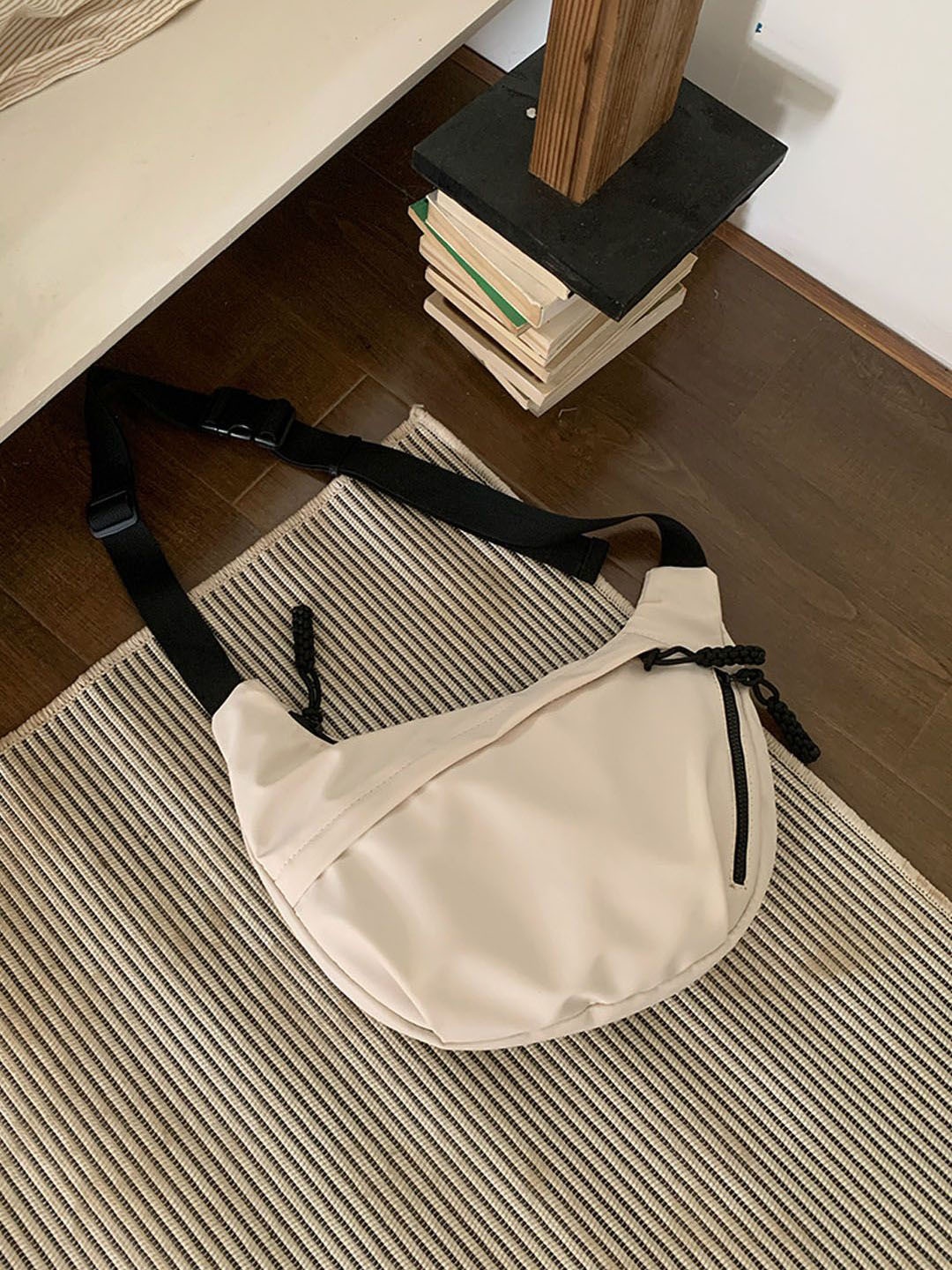 

StyleCast Striped Structured Hobo Bag with Tasselled, Off white