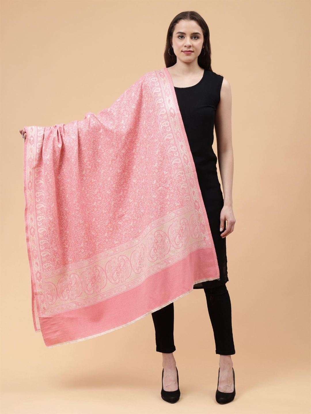 

Moda Chales Paisley Woven Design Shawl, Pink