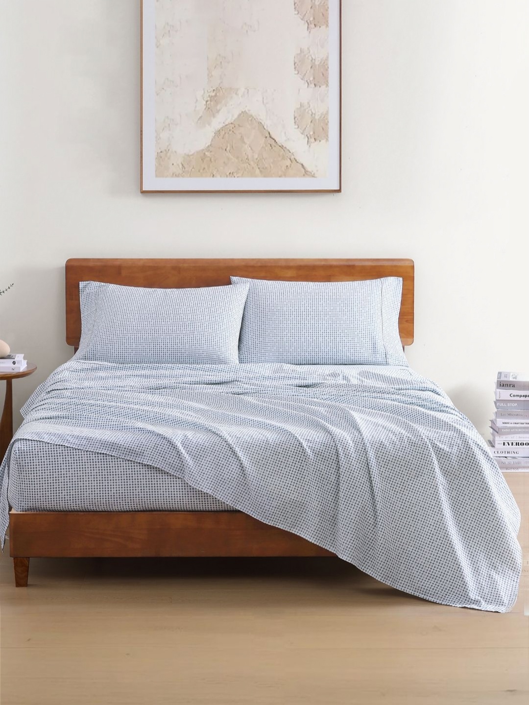 

LANE LINEN Blue 144 TC Queen Bedsheet with 2 Pillow Covers