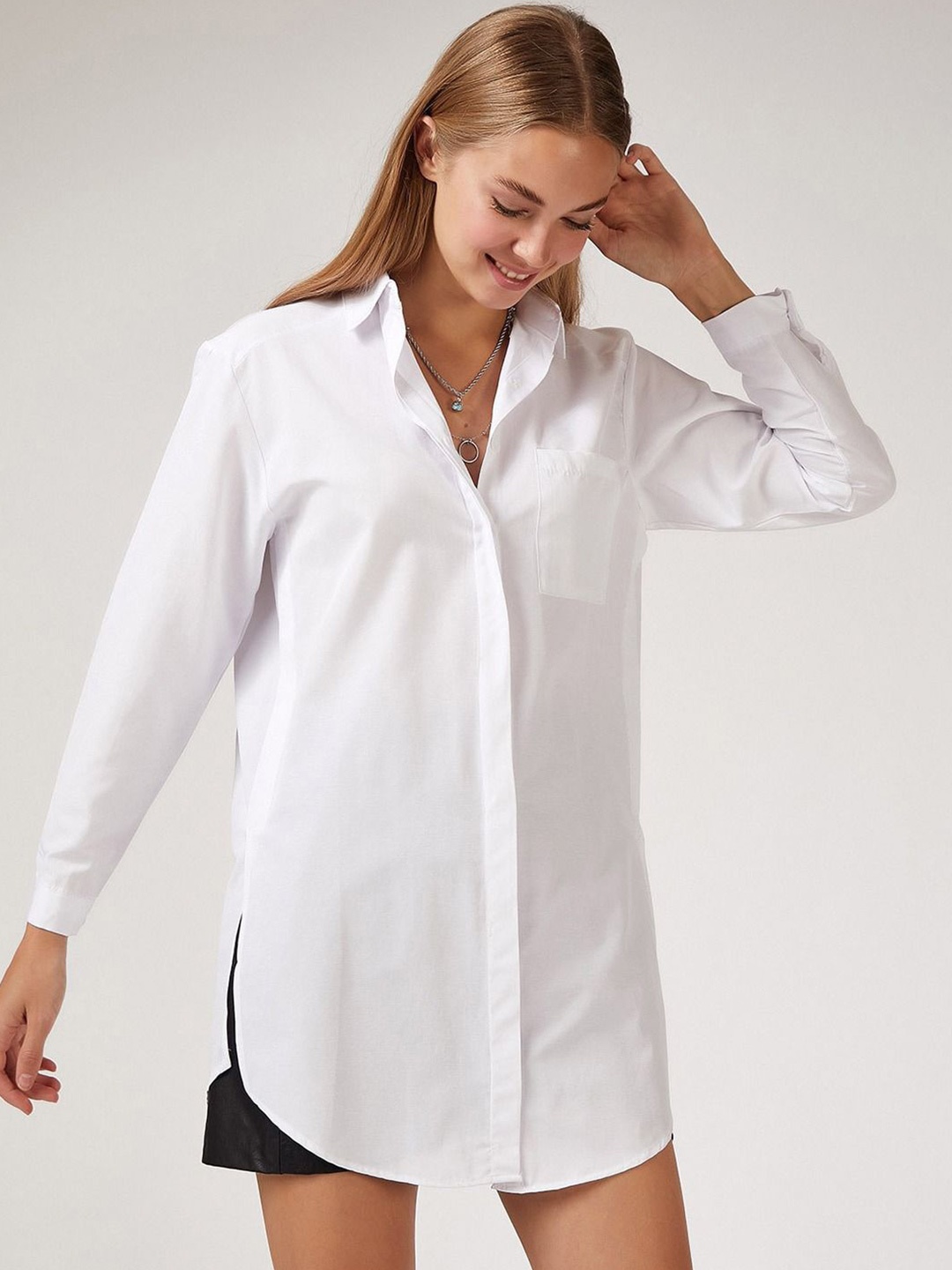

WHY SO FAB Women Classic Opaque Casual Shirt, White
