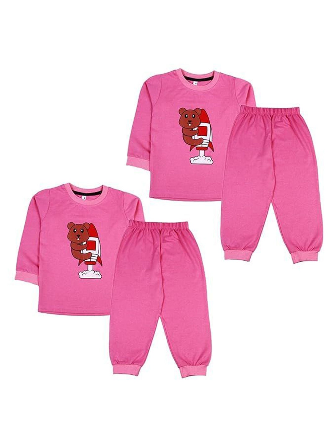 

BAESD Kids Pack Of 2 Printed Sweatshirt With Joggers, Pink