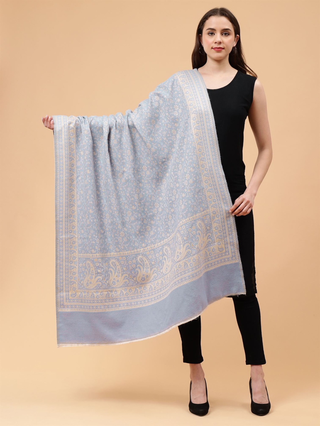 

Moda Chales Paisley Woven Design Shawl, Blue