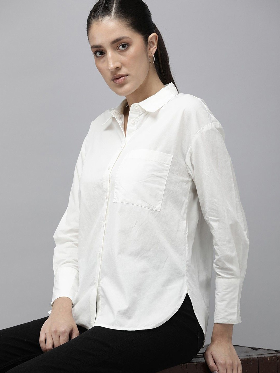 

WHY SO FAB Women Classic Opaque Casual Shirt, White