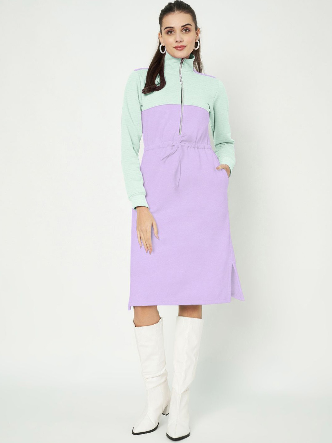 

BRINNS Colourblocked A-Line Midi Dress, Lavender