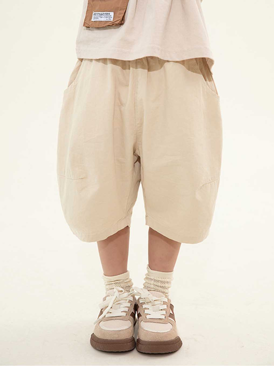 

LULU & SKY Boys Loose Fit High-Rise Culottes Trousers, Beige