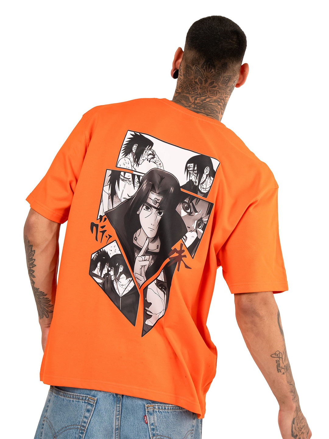 

RHINO CULT Men Graphic Printed Round Neck Cotton Oversized T-shirt, Orange
