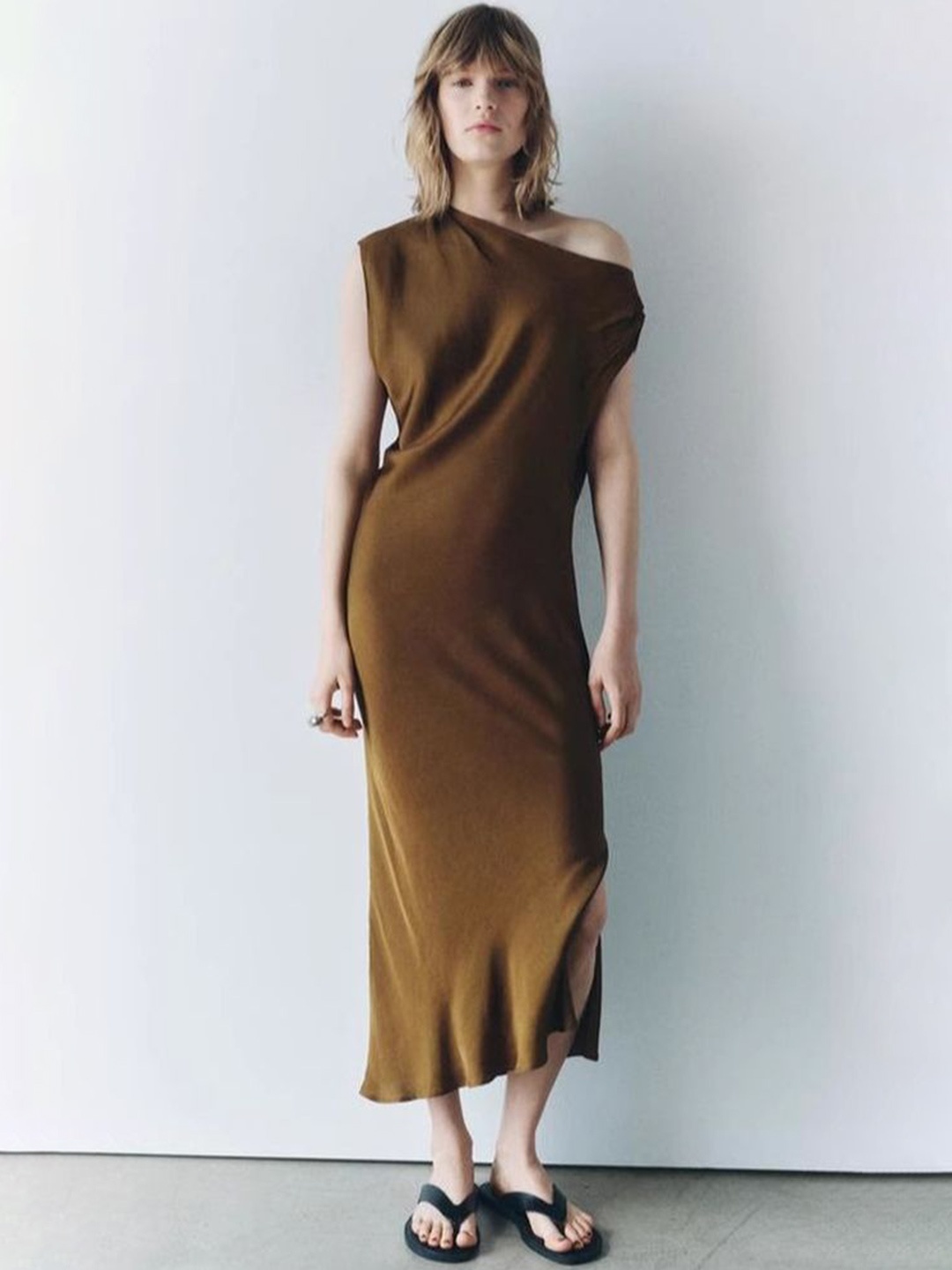 

LULU & SKY Women One Shoulder Maxi Midi Dress, Green