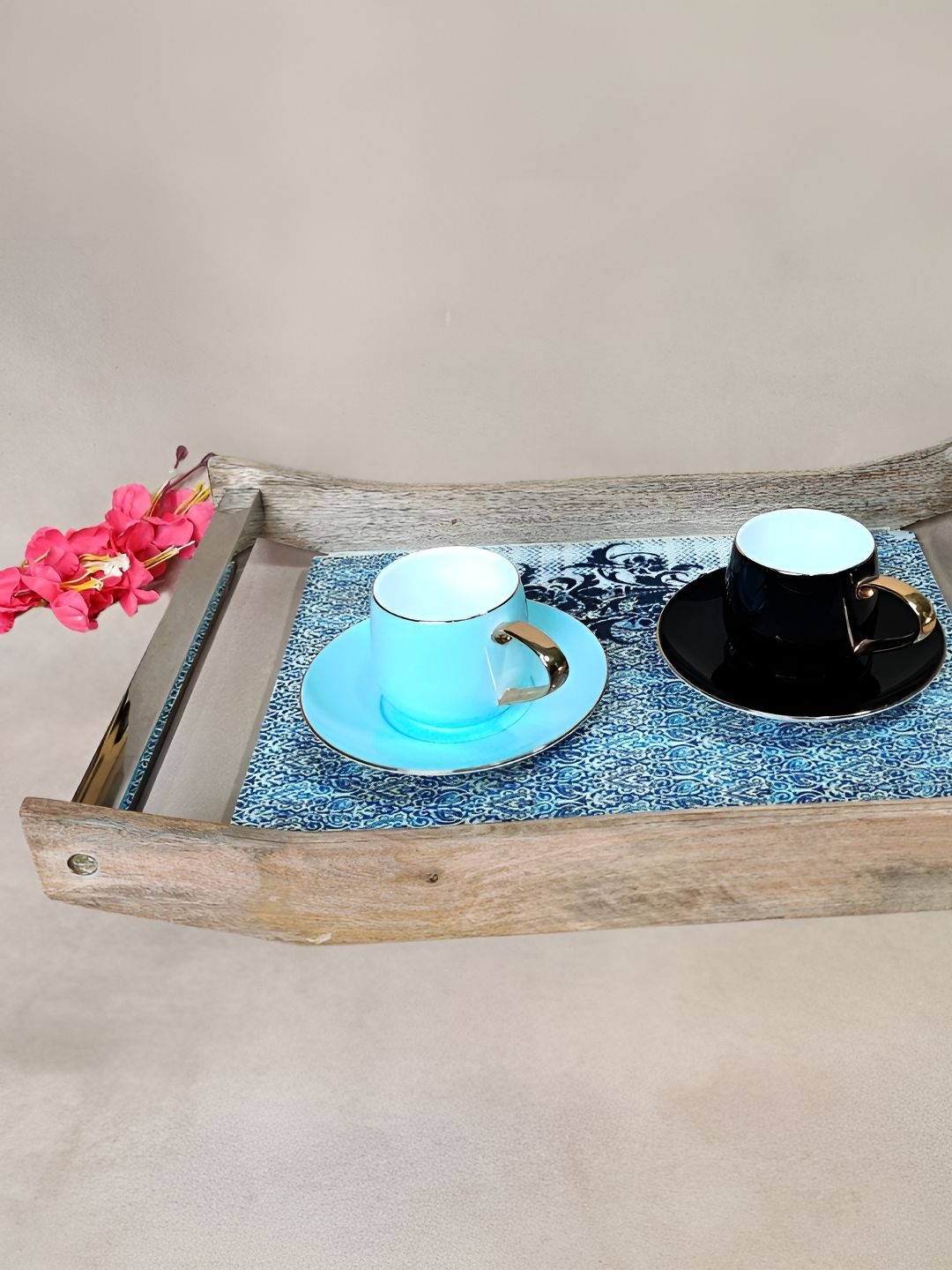 

THE HOME CO. Blue 2025 MDF 1 Pieces Easy to Clean Serving Tray